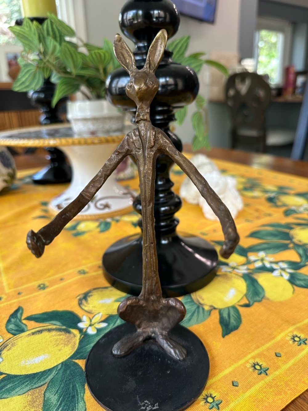 SAN PACIFIC INTERNATIONAL BRASS RABBIT HOME DECOR BOTTLE HOLDER VGUC